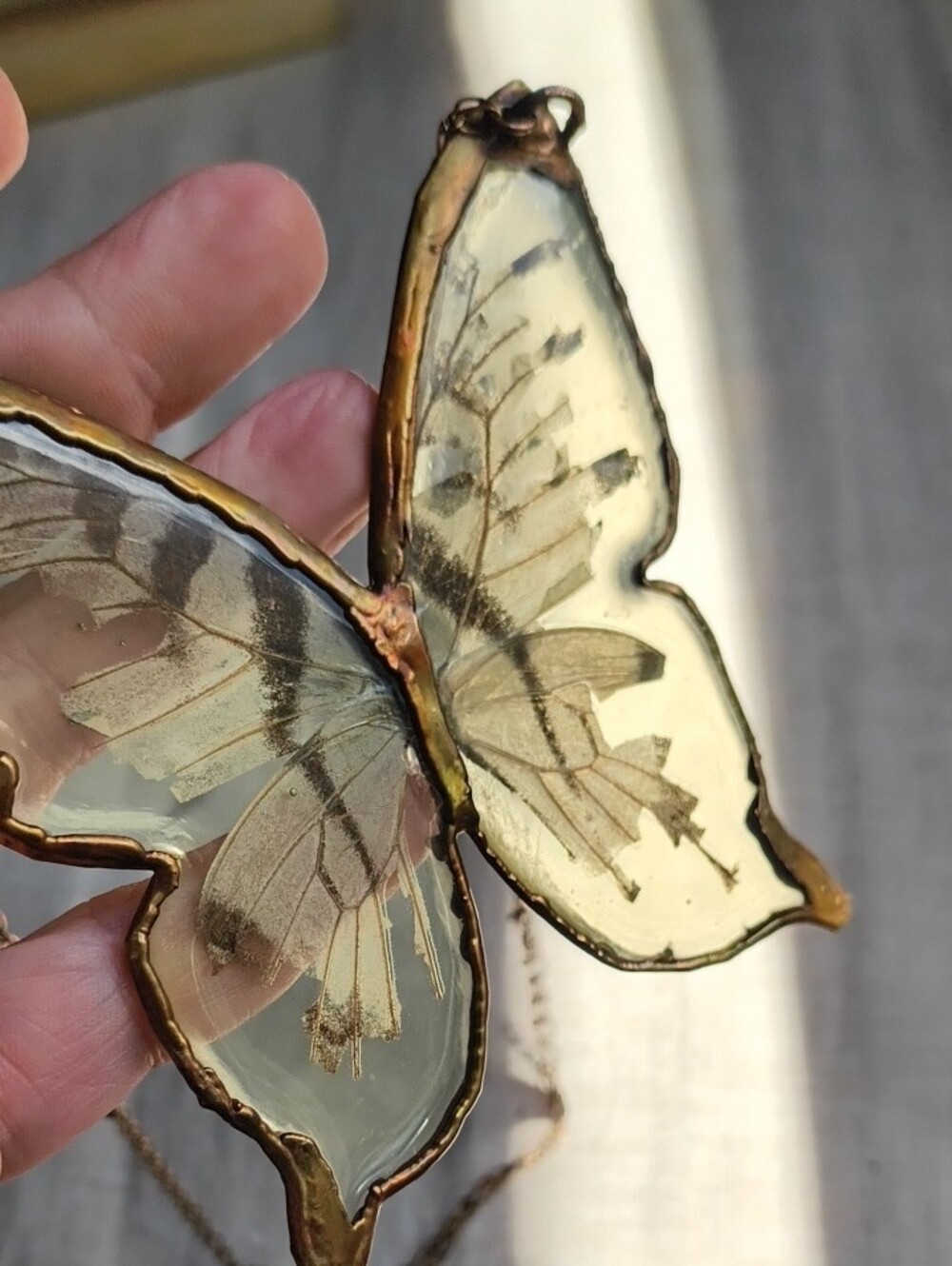 Real Swallowtail Butterfly Copper Necklace Fairy Boho Chic Renfaire Shabbychic - Picture 6 of 10